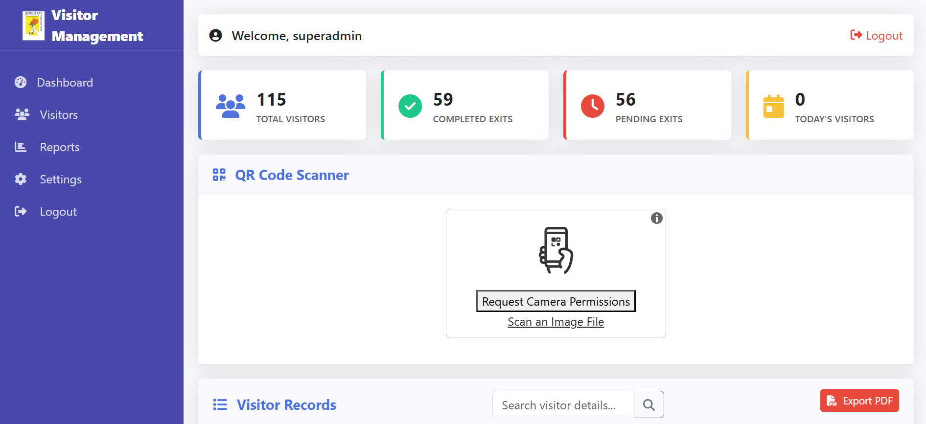 Visitor Gate Entry Tablet View