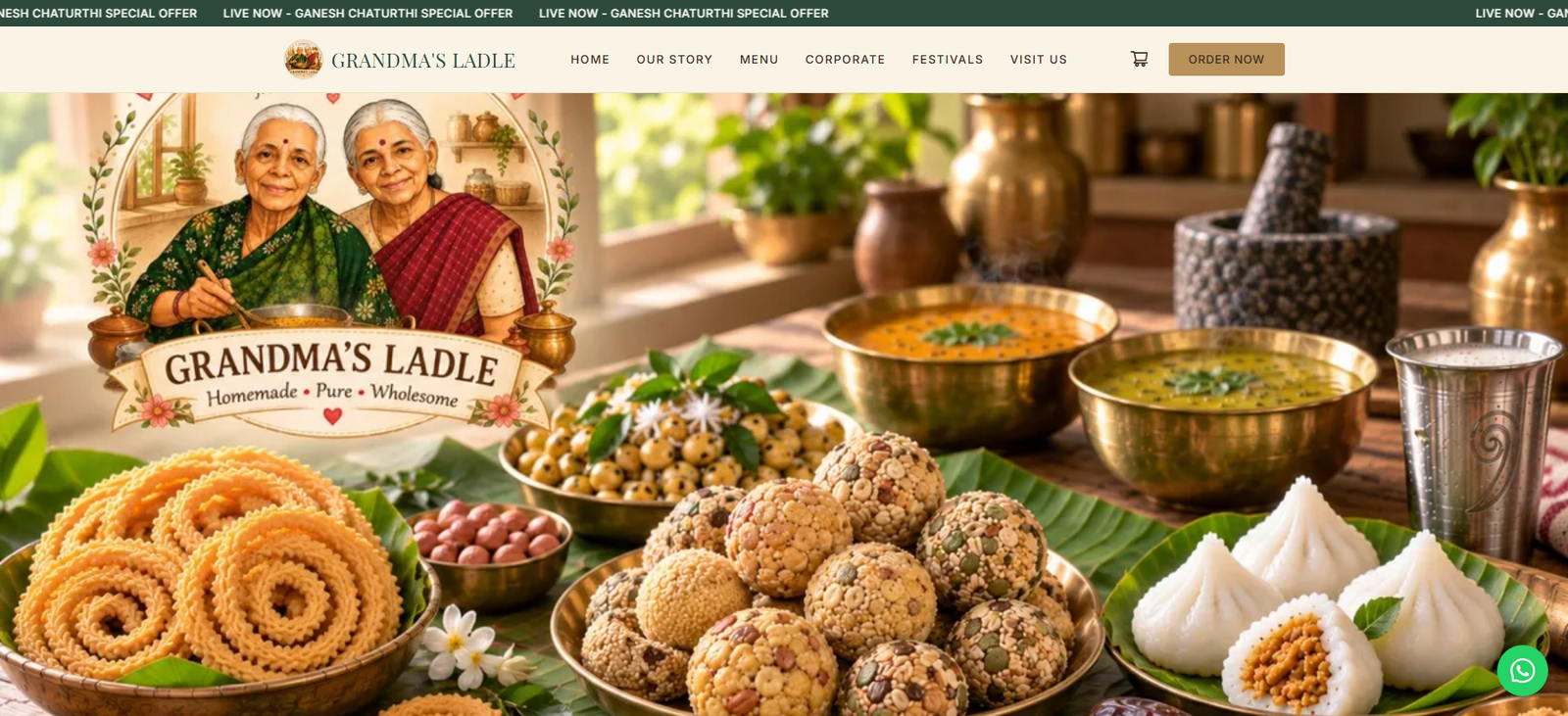 Grandma's Ladle Website - Desktop View